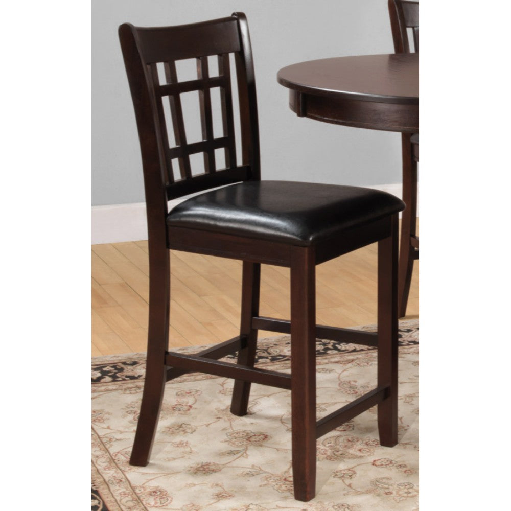 41-inch wood counter-height chair with dark brown leatherette seat, set of 2 Benzara