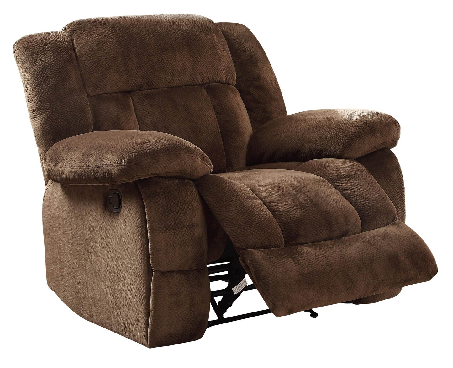 Microfiber textured glider reclining chair in brown fabric