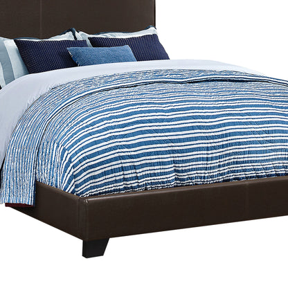 Vegan Faux Leather Upholstered Queen Size Platform Bed, Brown