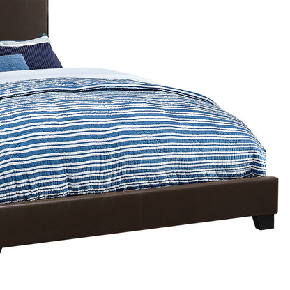 Vegan Faux Leather Upholstered Queen Size Platform Bed, Brown
