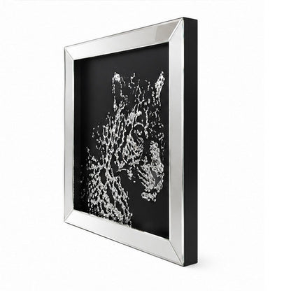 32'' Leopard Design Wall Decor with Faux Crystal Inlay, Silver