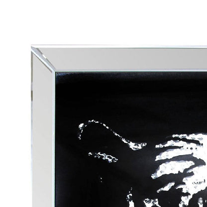 Rectangular Mirror framed Tiger Wall Decor With Crystal Inlays, Black & Silver
