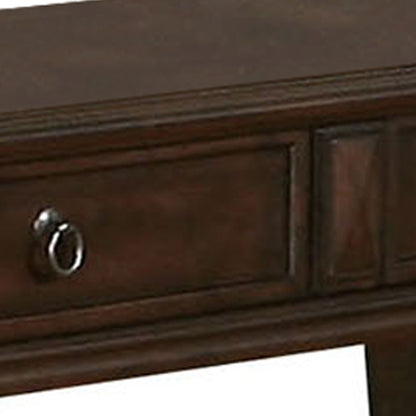 Transitional Style Wood and Metal Sofa Table with Drawers, Brown