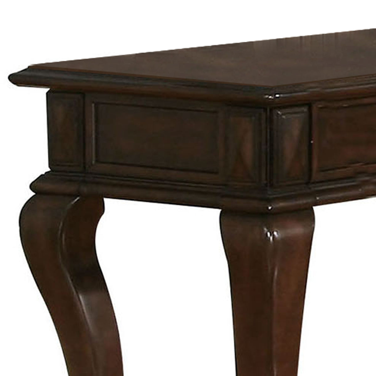 Transitional Style Wood and Metal Sofa Table with Drawers, Brown