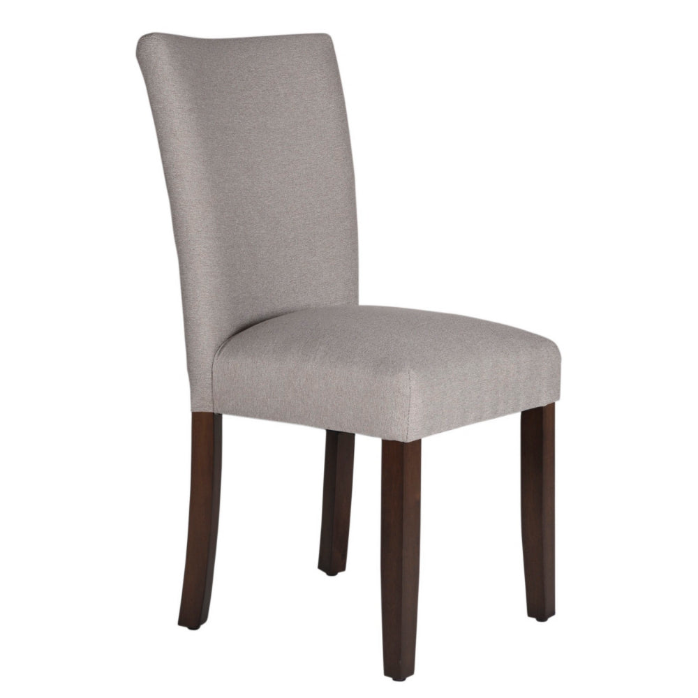 Fabric Upholstered Wooden Parson Dining Chair with Splayed Back, Gray and Brown