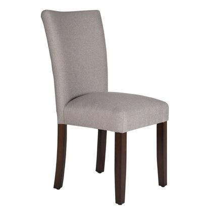 Fabric Upholstered Wooden Parson Dining Chair with Splayed Back, Gray and Brown