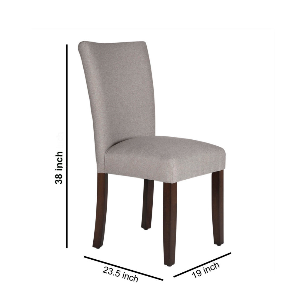 Fabric Upholstered Wooden Parson Dining Chair with Splayed Back, Gray and Brown