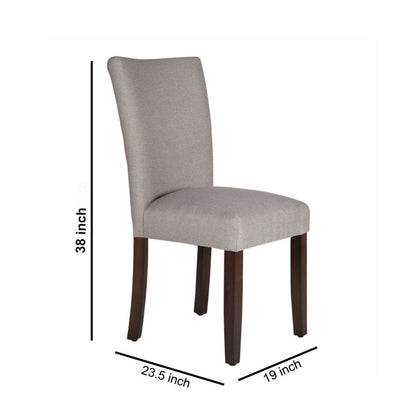 Fabric Upholstered Wooden Parson Dining Chair with Splayed Back, Gray and Brown