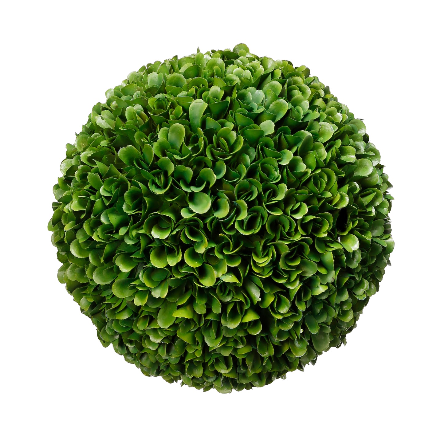Faux boxwood topiary ball, green plastic decorative sphere