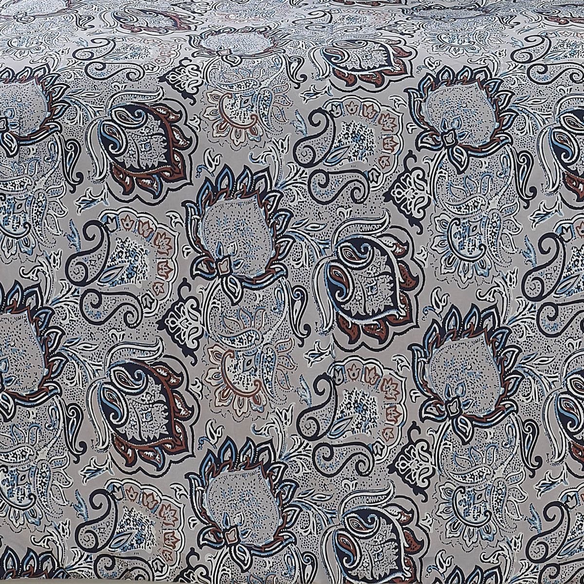 Caen 8 Piece Printed Queen Reversible Comforter Set , Gray and Blue