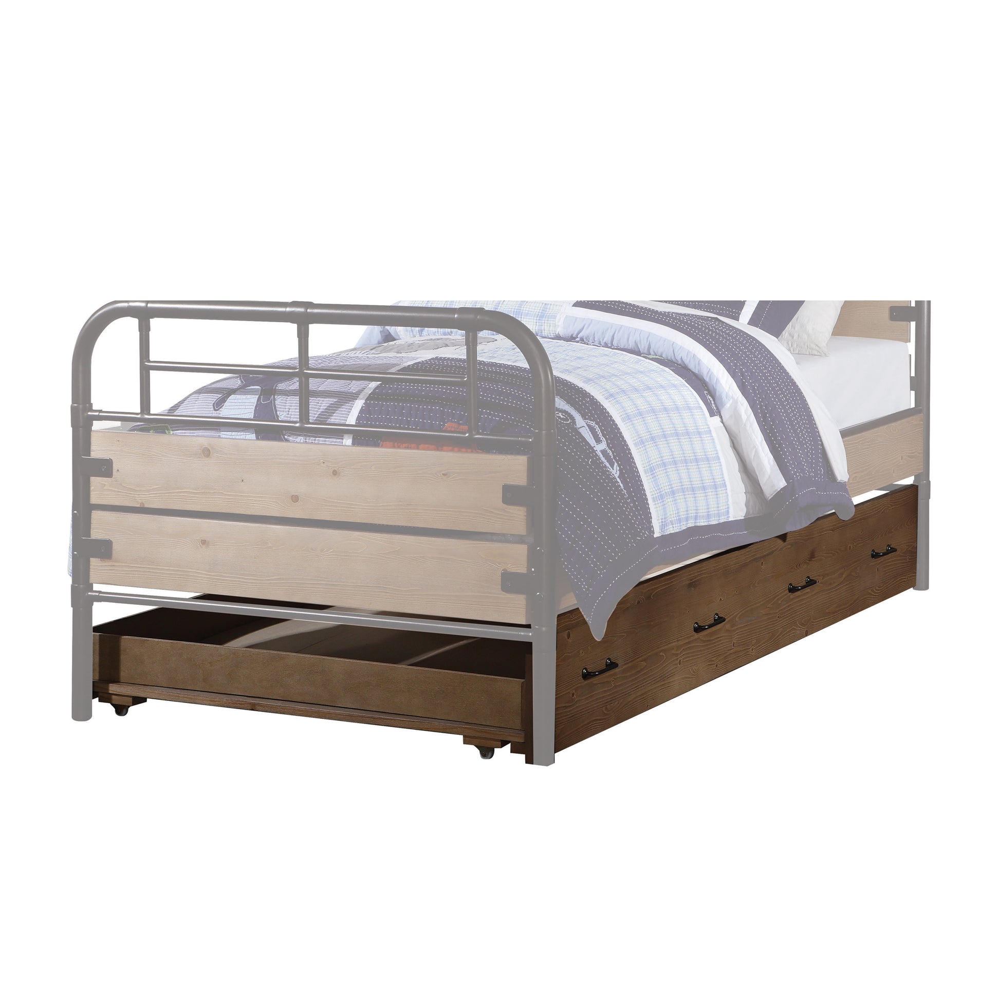 Traditional Wooden Twin Size Trundle with Caster Wheels, Brown — Chic Home-Decor