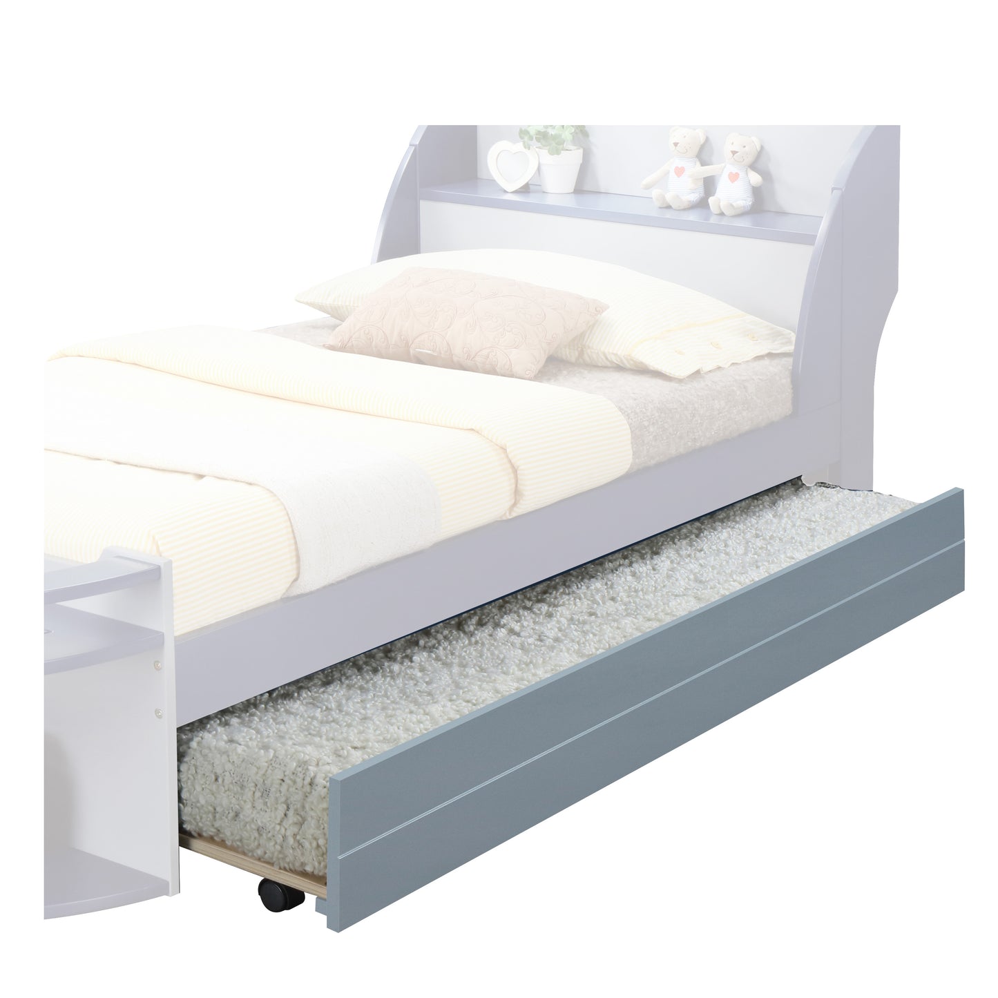 Transitional Style Wooden Trundle Bed with Caster Wheels, Gray — Chic Home-Decor