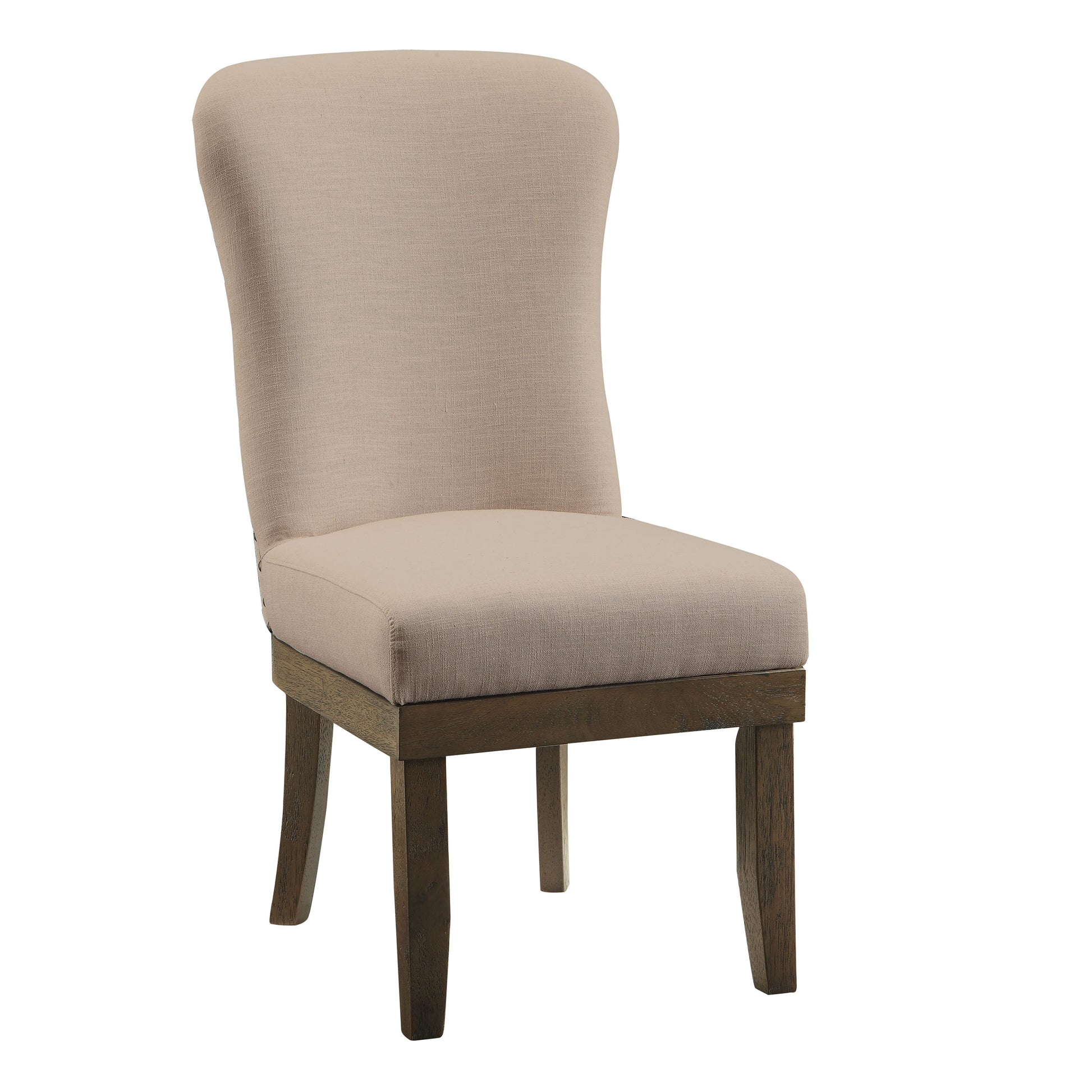 Wooden Side Chairs with Wing Back Design, Set of Two, Beige and Brown — Chic Home-Decor