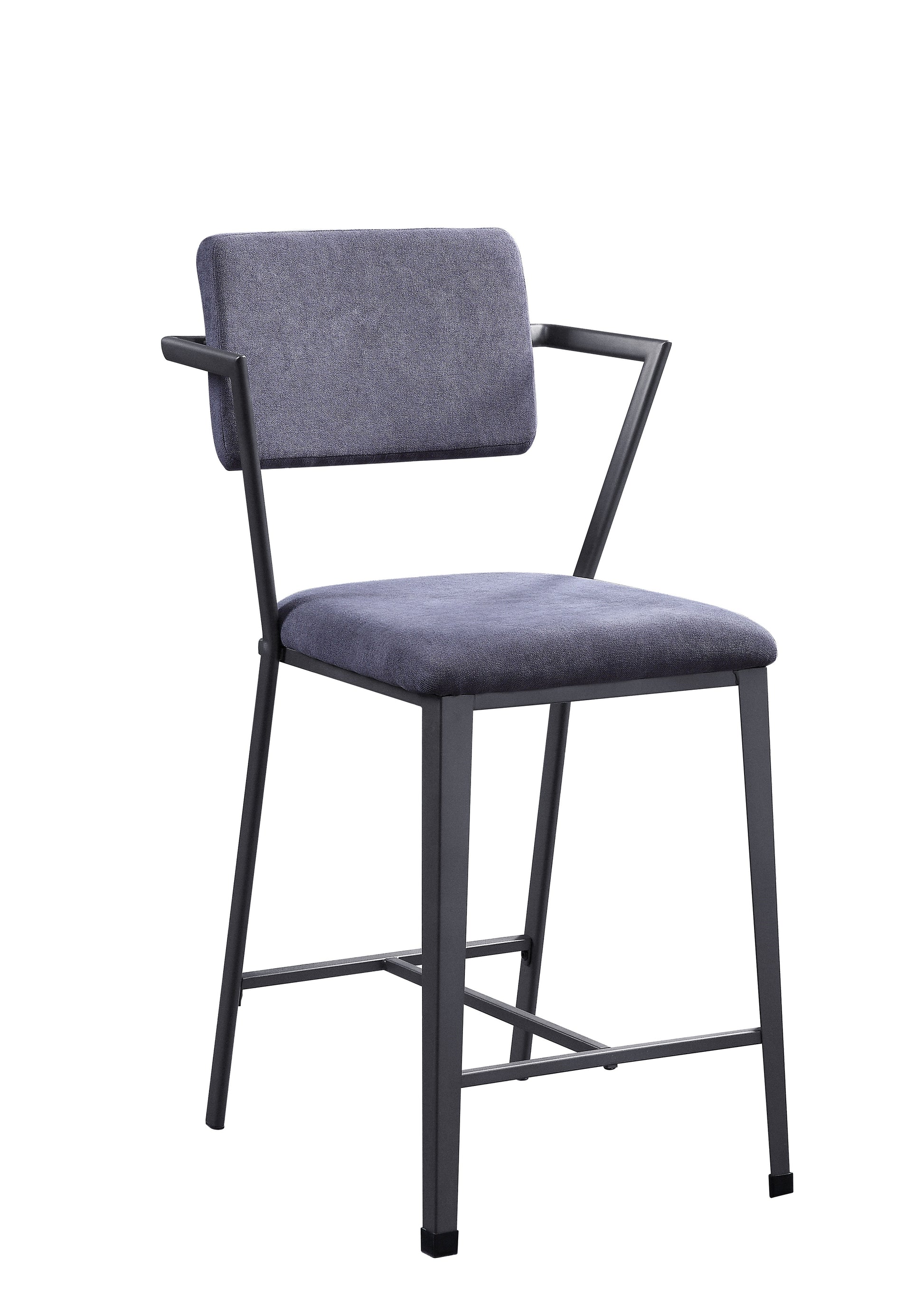 Fabric upholstered metal counter-height chair set of 2, gray and black, Benzara