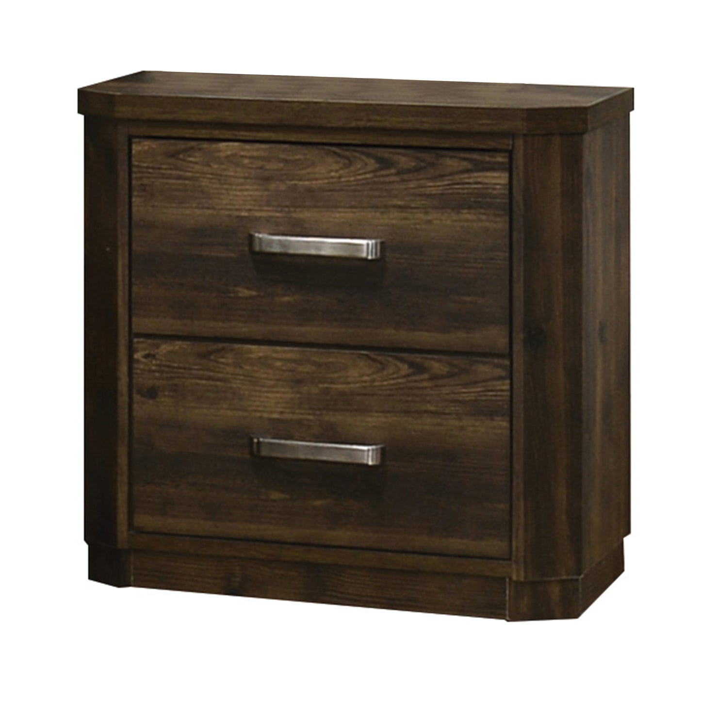 Transitional Style 2 Drawer Wooden Nightstand with Plinth Base, Brown — Chic Home-Decor