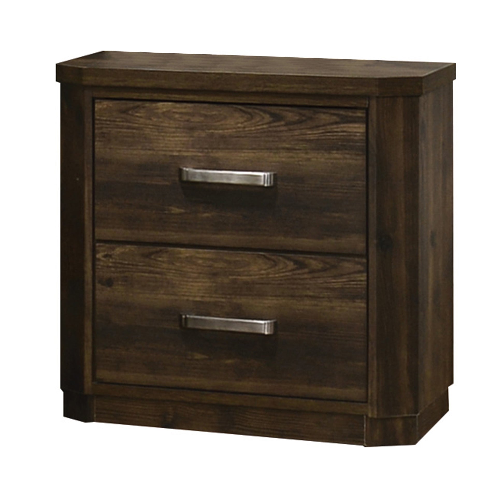 Transitional Style 2 Drawer Wooden Nightstand with Plinth Base, Brown — Chic Home-Decor