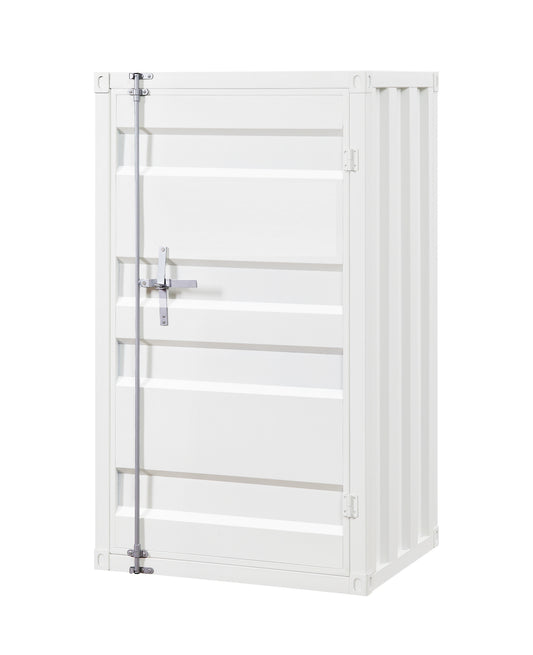Industrial Style Metal Chest with Recessed Door Front, White — Chic Home-Decor