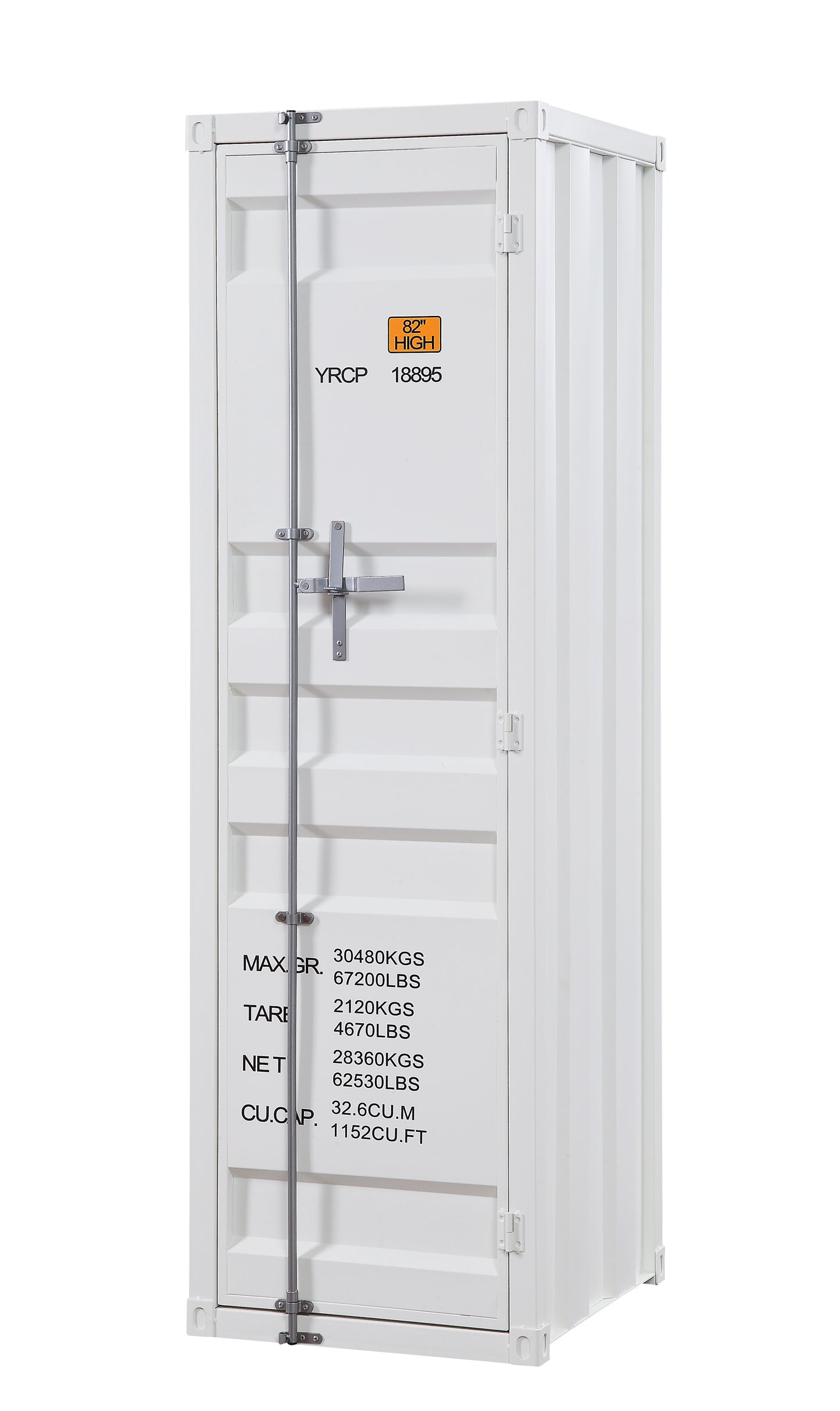 Industrial Style Metal Wardrobe with Recessed Door Front, White — Chic Home-Decor