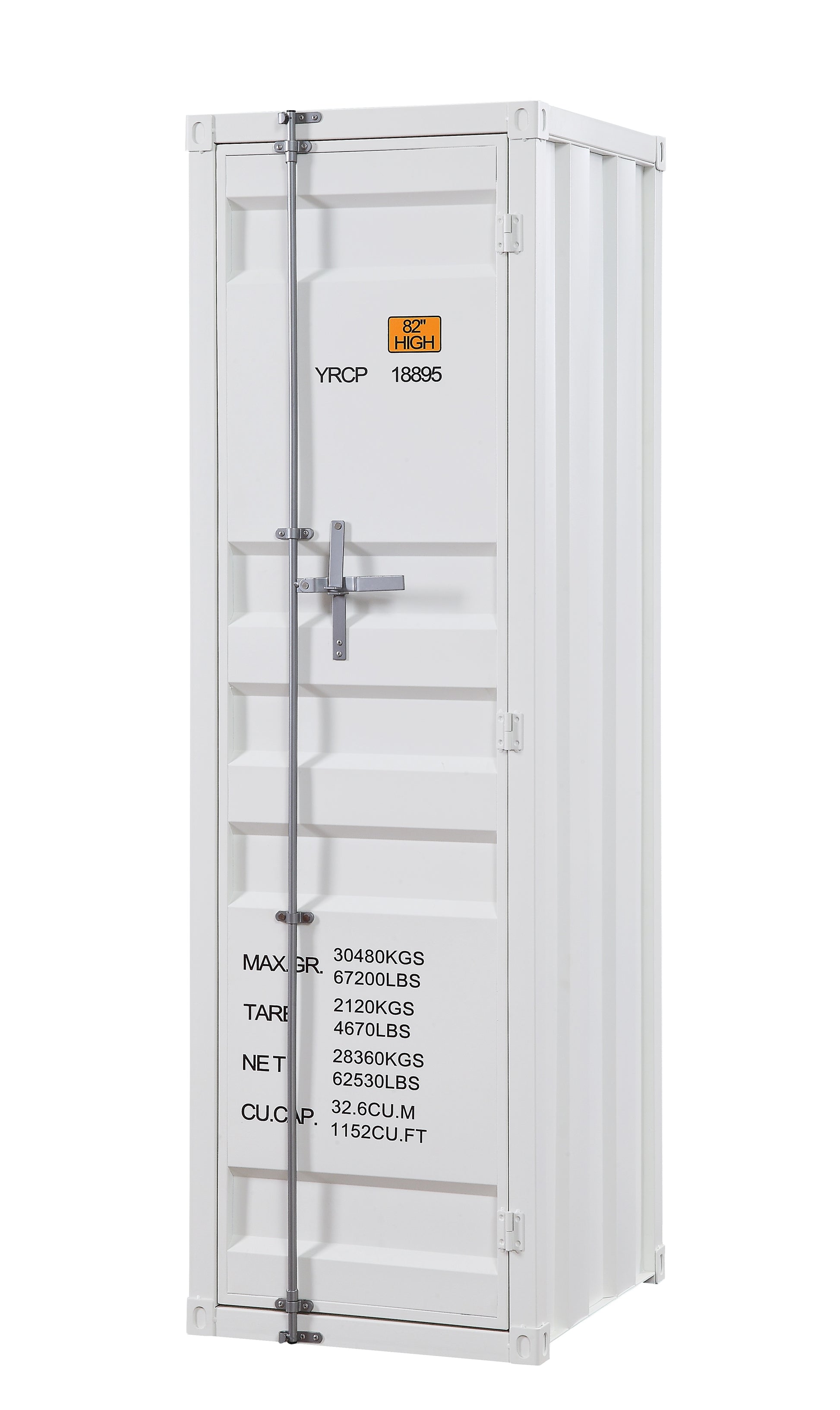 Industrial Style Metal Wardrobe with Recessed Door Front, White — Chic Home-Decor