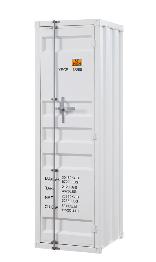 Industrial Style Metal Wardrobe with Recessed Door Front, White — Chic Home-Decor