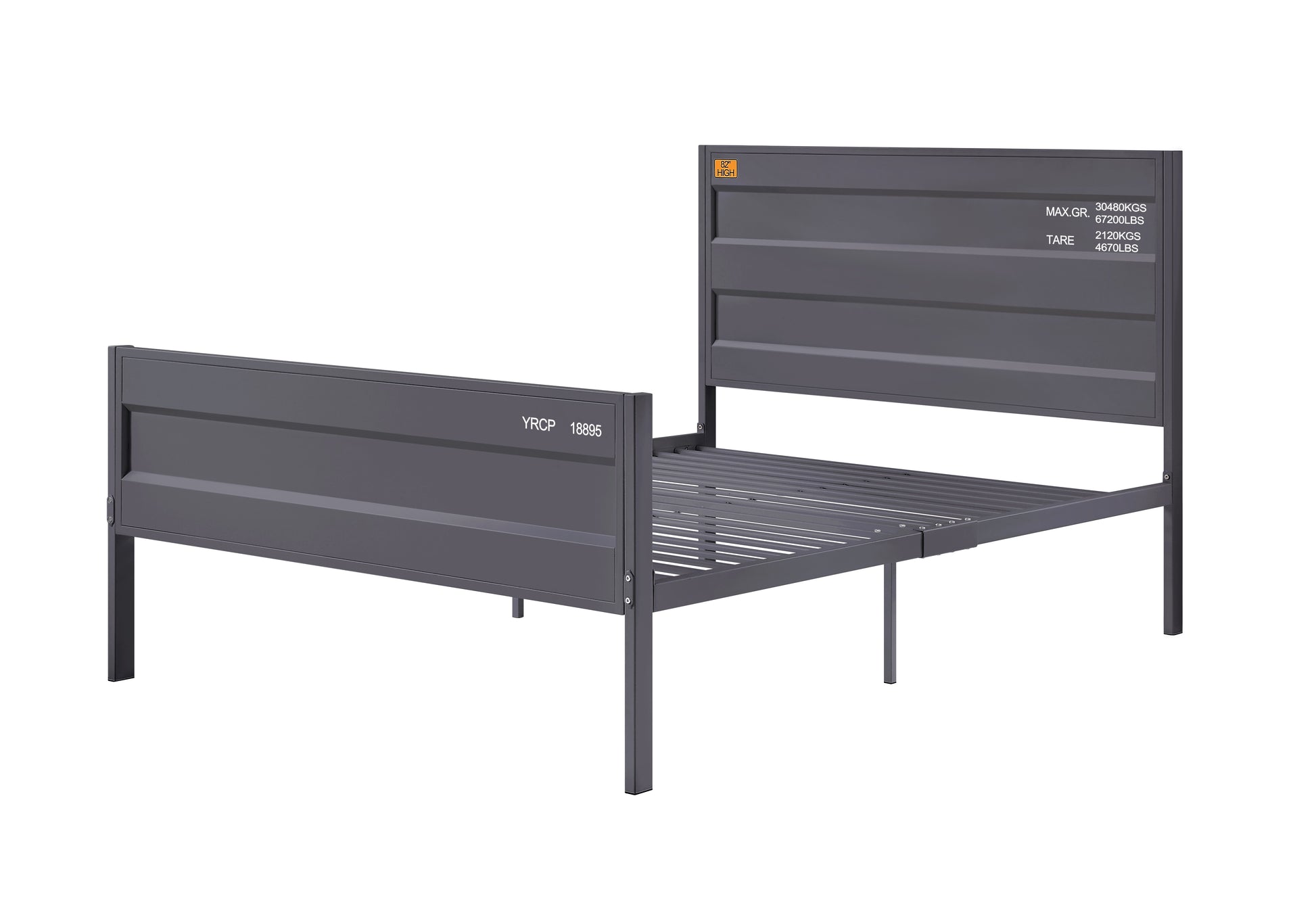 Industrial Style Metal Full Size Bed with Straight Leg Support, Gray — Chic Home-Decor