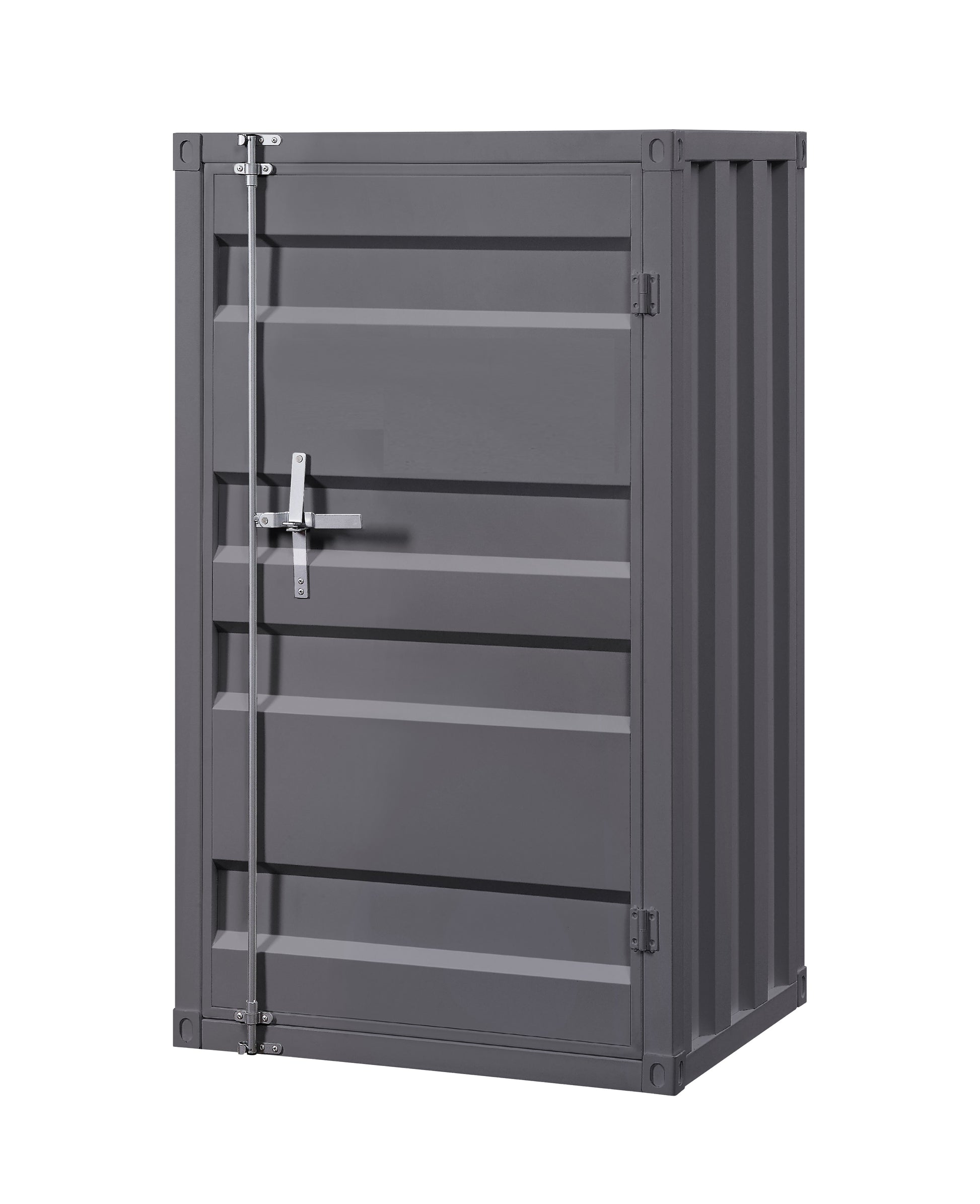 Industrial Style Metal Chest with Recessed Door Front, Gray — Chic Home-Decor