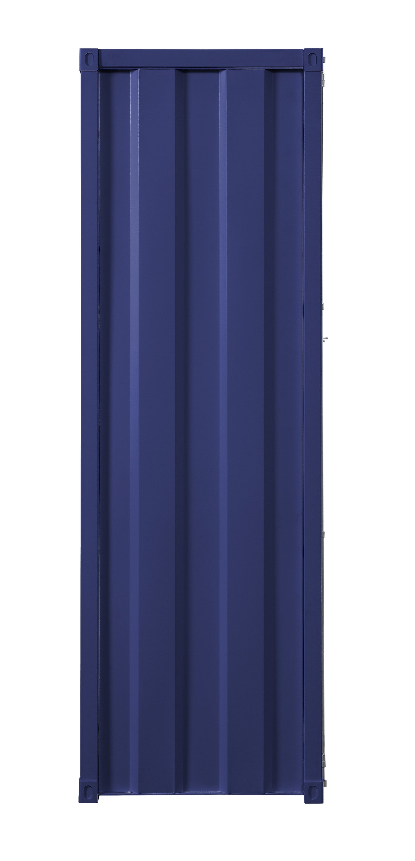 Industrial-style metal wardrobe in blue with recessed door front by Benzara