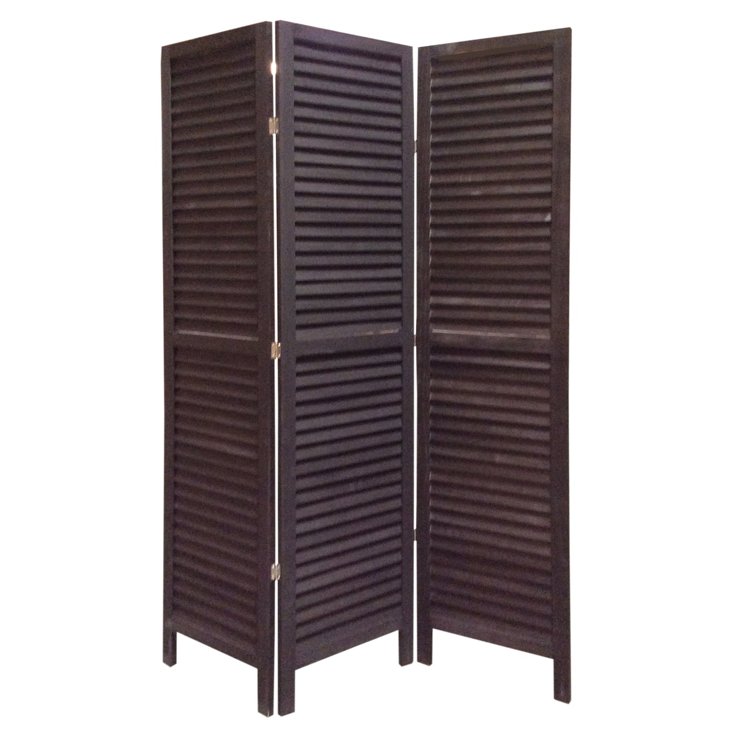 3 Panel Foldable Wooden Shutter Screen with Straight Legs, Black — Chic Home-Decor