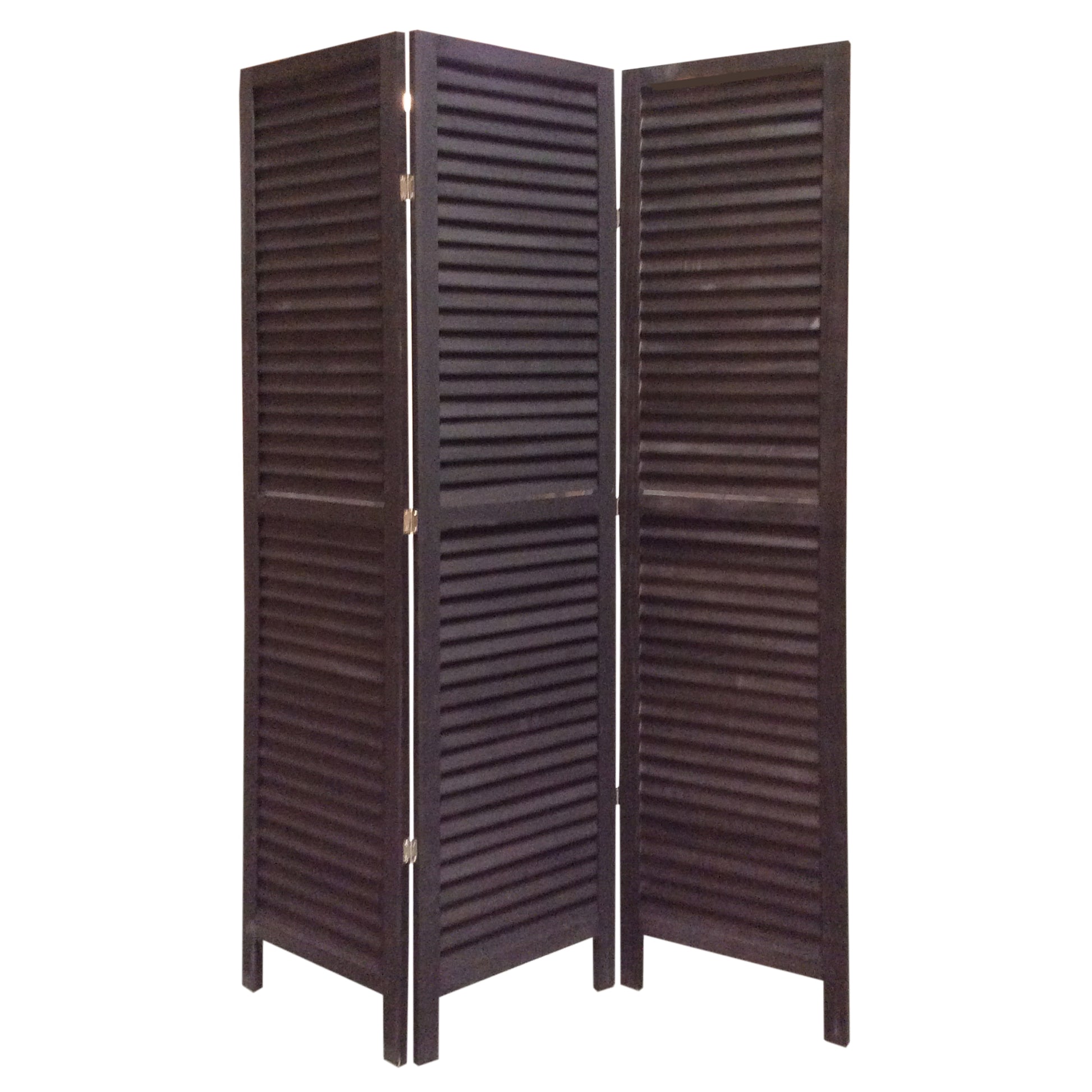 3 Panel Foldable Wooden Shutter Screen with Straight Legs, Black — Chic Home-Decor
