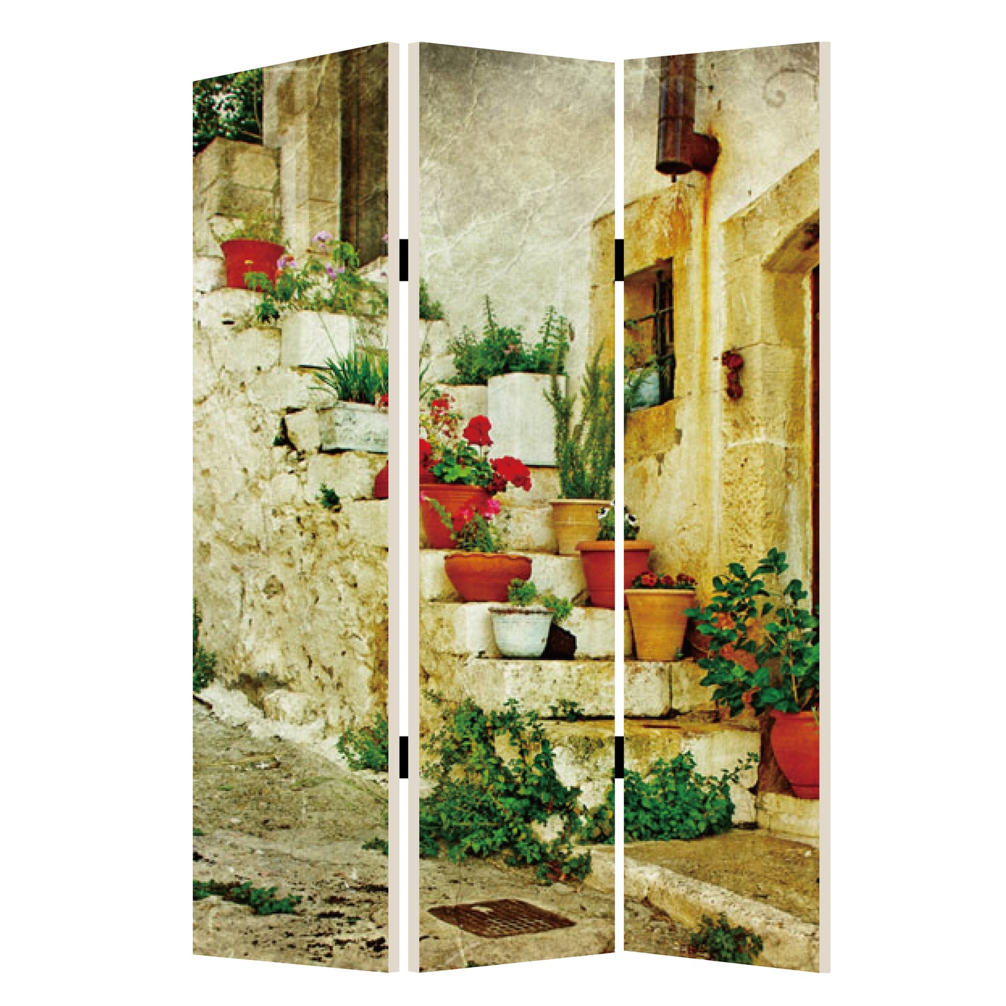 Foldable 3 Panel Canvas Screen with Spanish Tidings Print, Multicolor — Chic Home-Decor