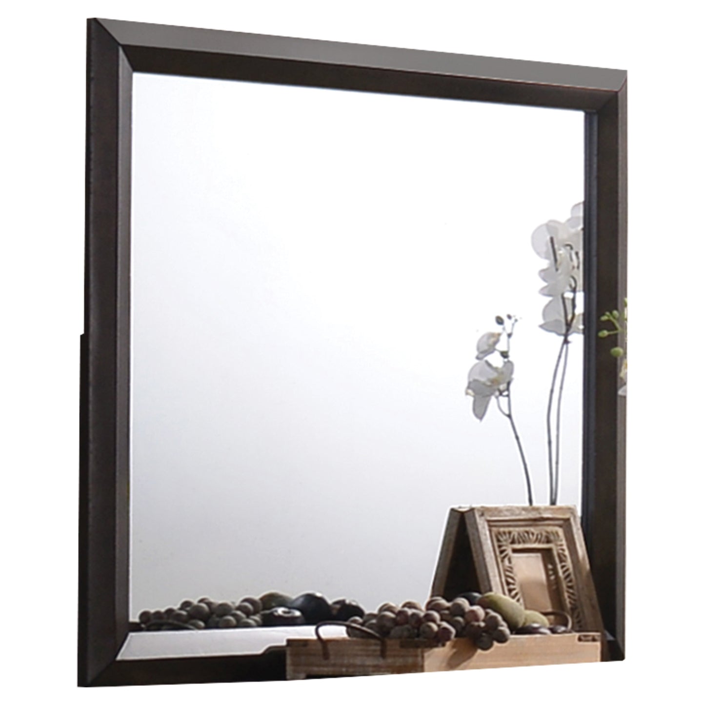 Transition Style Wooden Mirror with Rectangular Shape,Brown and Silver — Chic Home-Decor