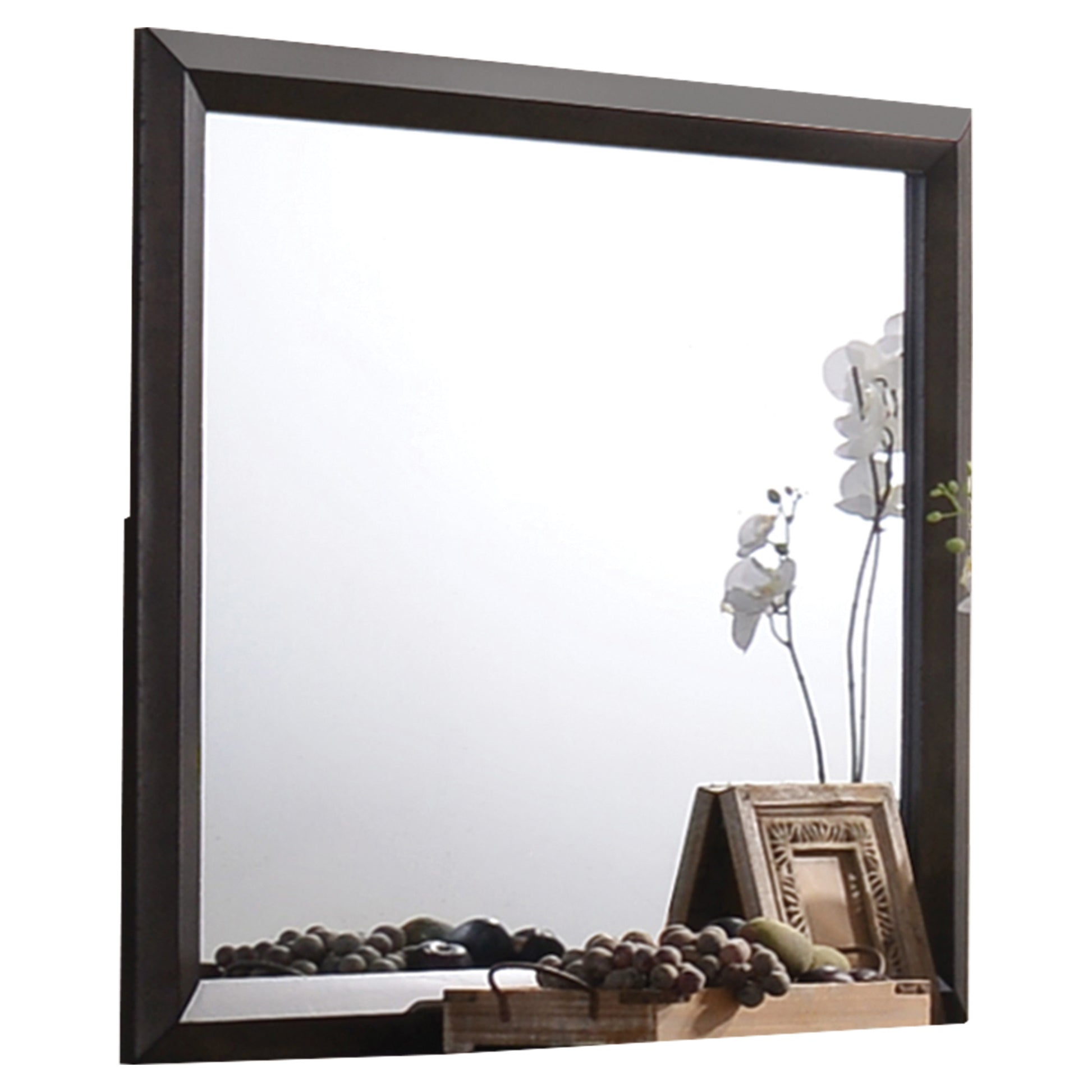 Transition Style Wooden Mirror with Rectangular Shape,Brown and Silver — Chic Home-Decor