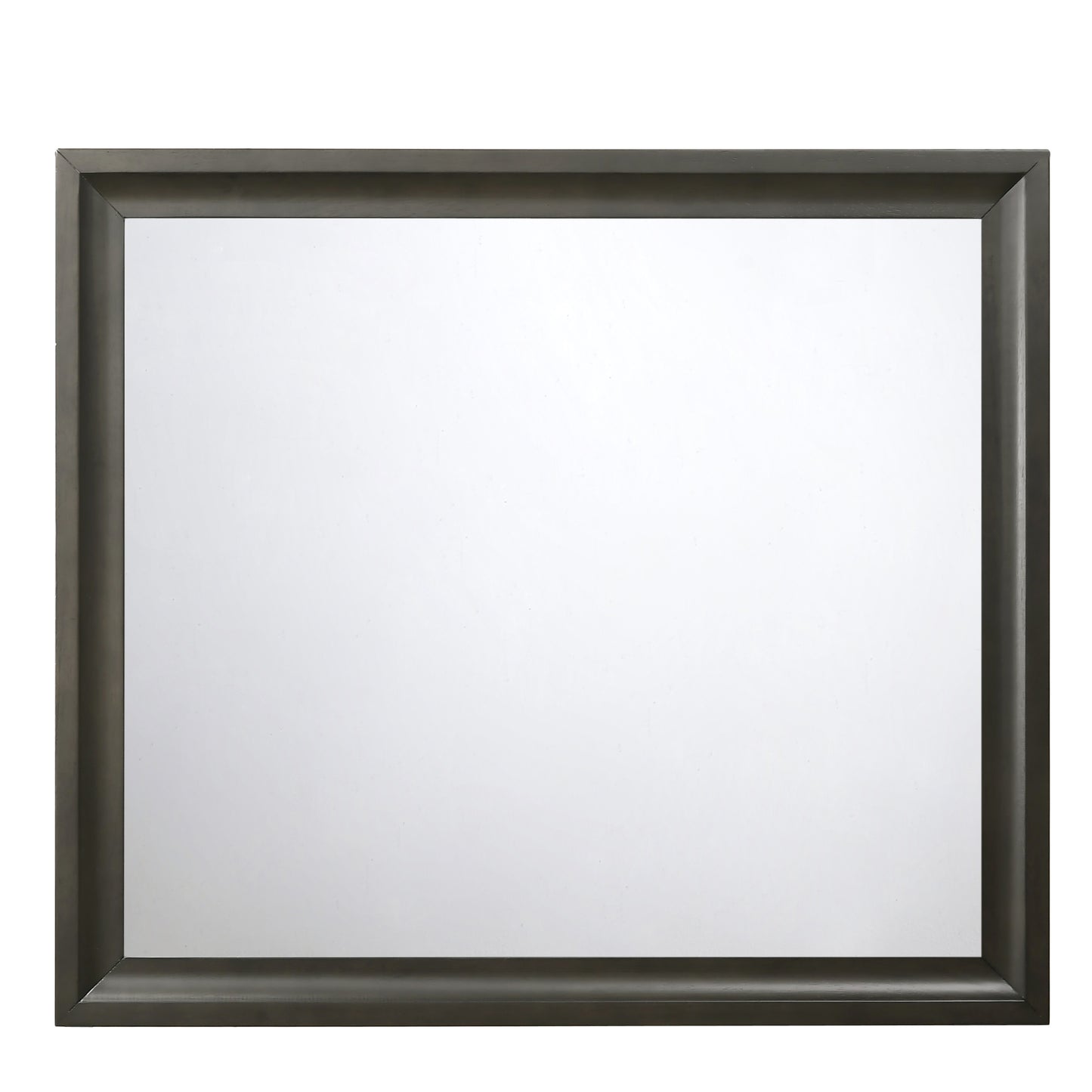 Contemporary Style Wooden Mirror with Raised Edge Framework, Gray — Chic Home-Decor