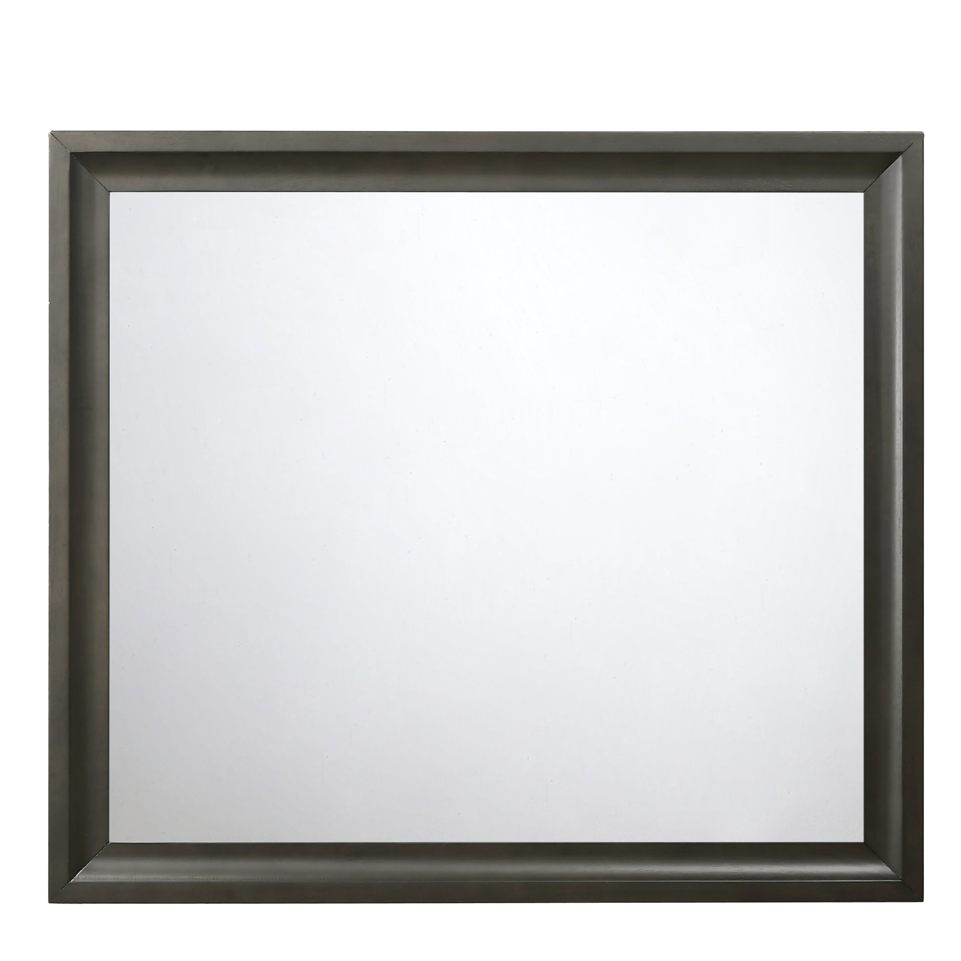 Contemporary Style Wooden Mirror with Raised Edge Framework, Gray — Chic Home-Decor
