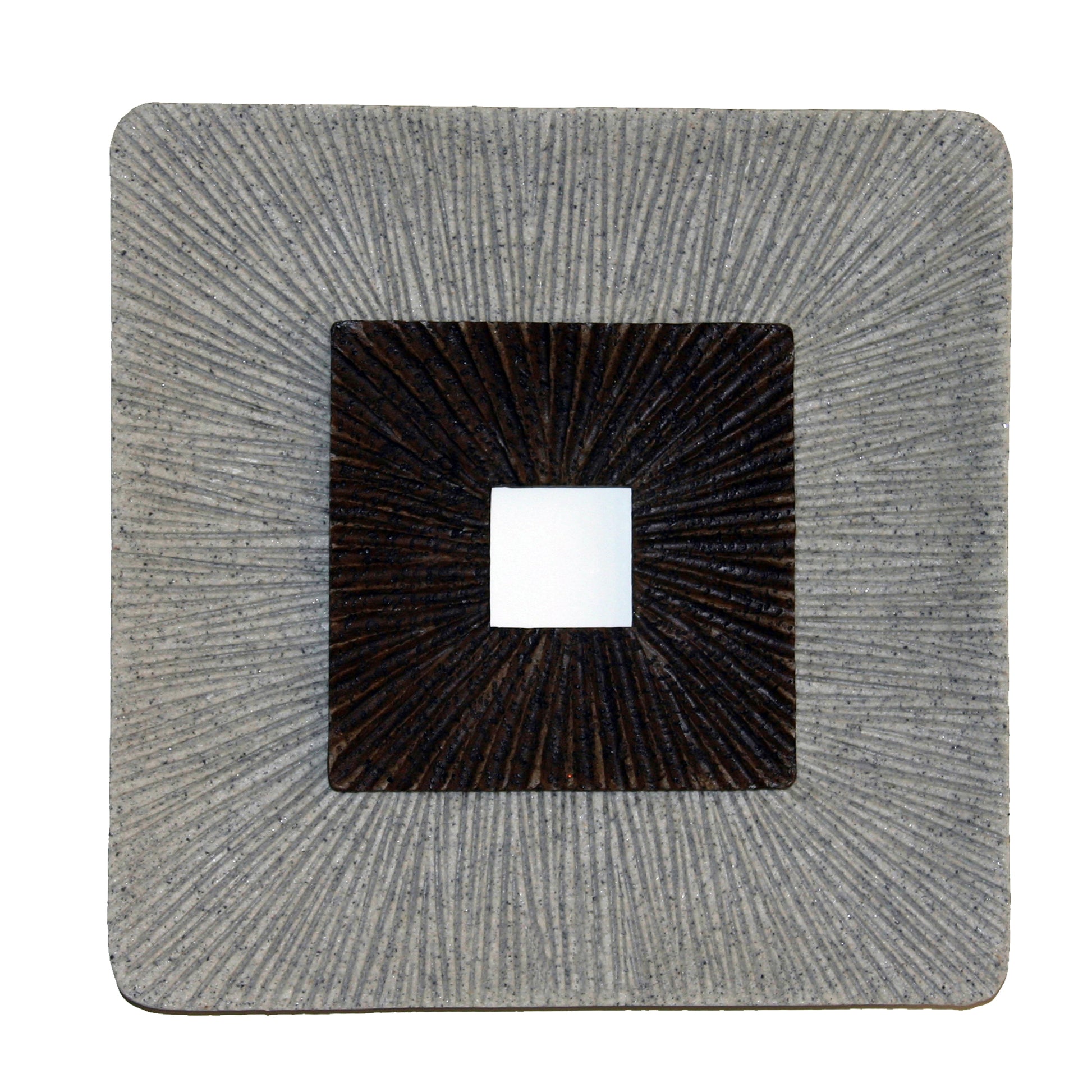 Square Shaped Wall Decor with Ribbed Details, Set of 2, Small, Brown and Gray — Chic Home-Decor