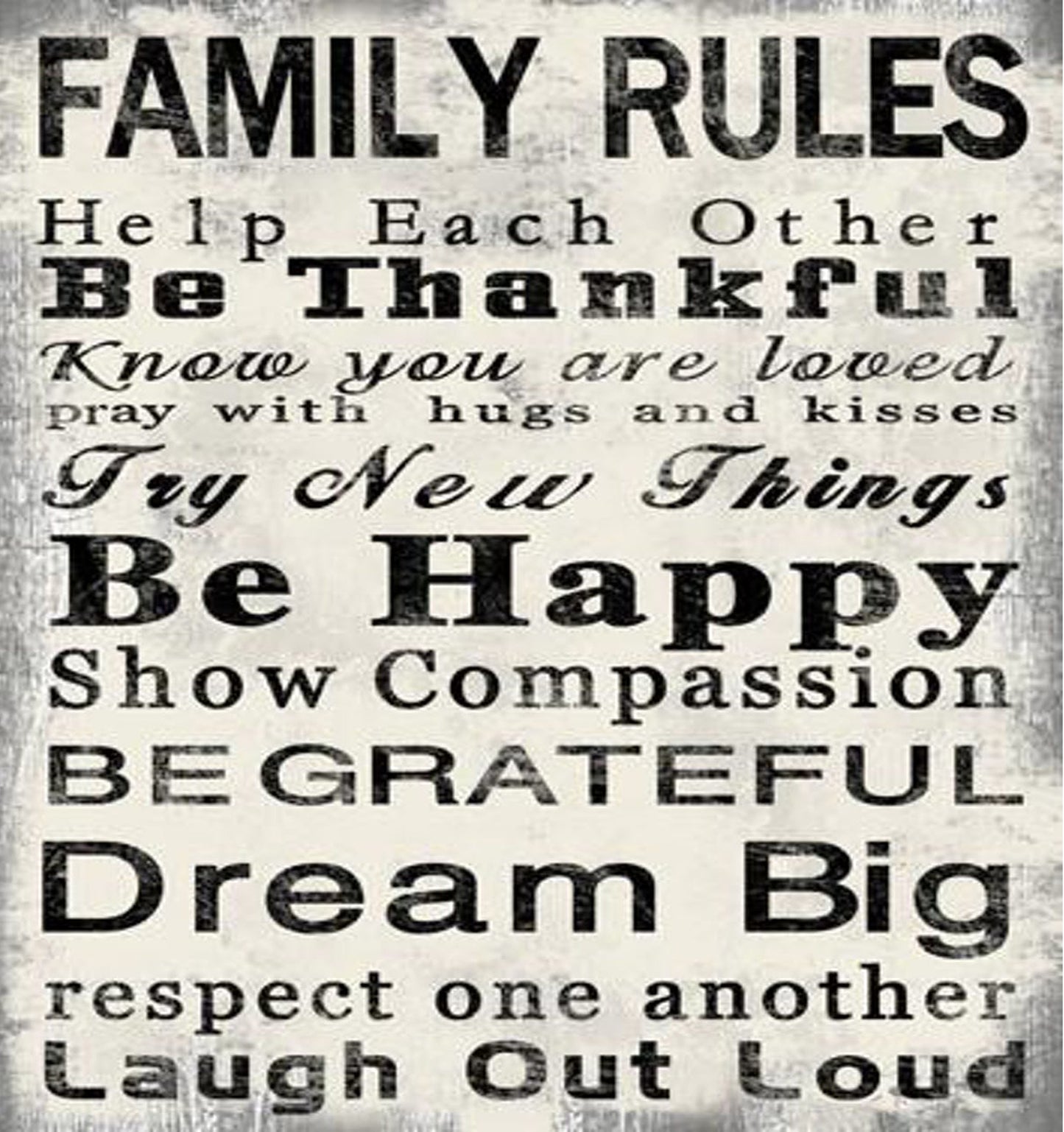 High Quality Canvas Print with Family Rules Quotes, Set of 2, Black & White — Chic Home-Decor