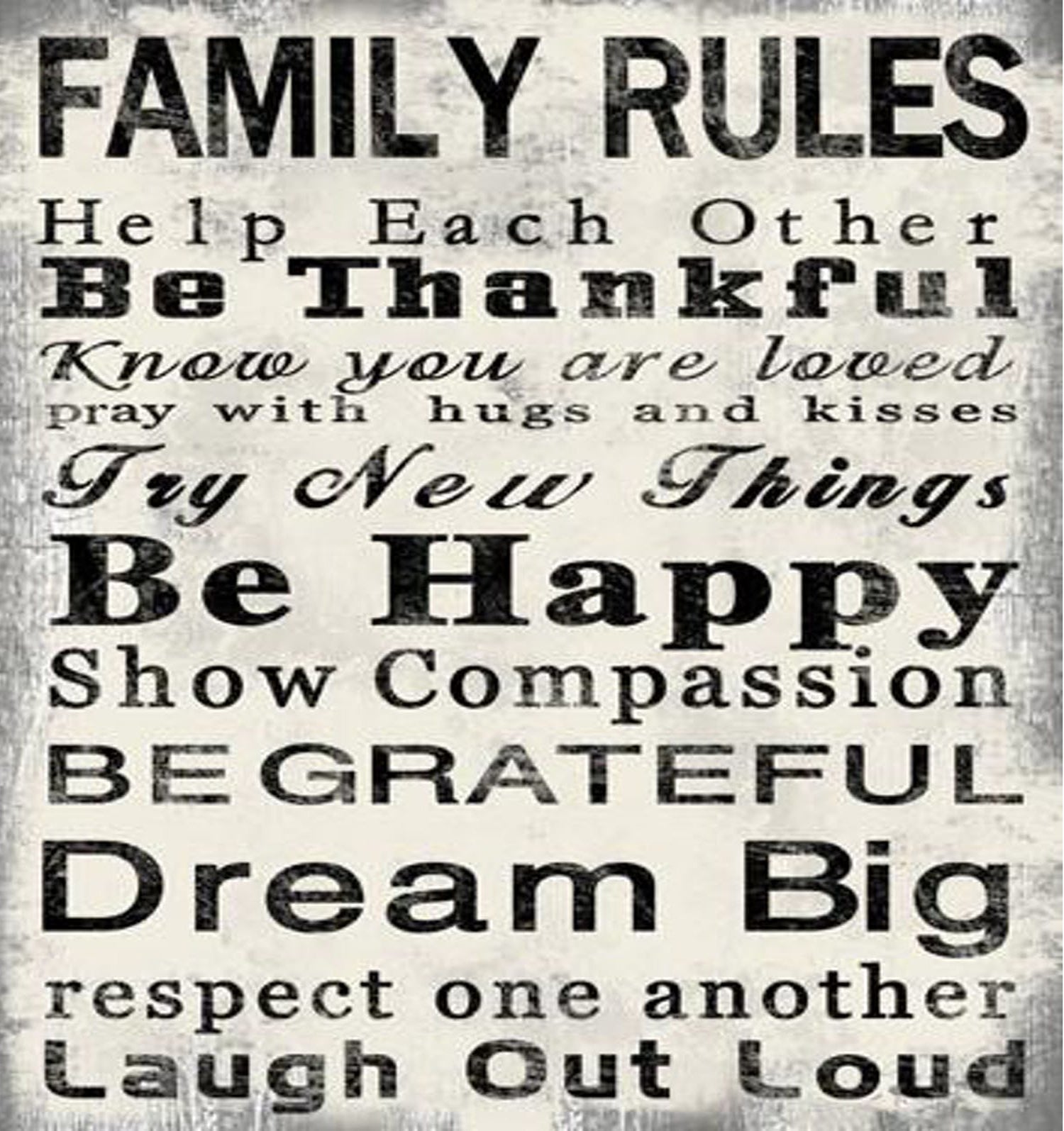 High Quality Canvas Print with Family Rules Quotes, Set of 2, Black & White — Chic Home-Decor