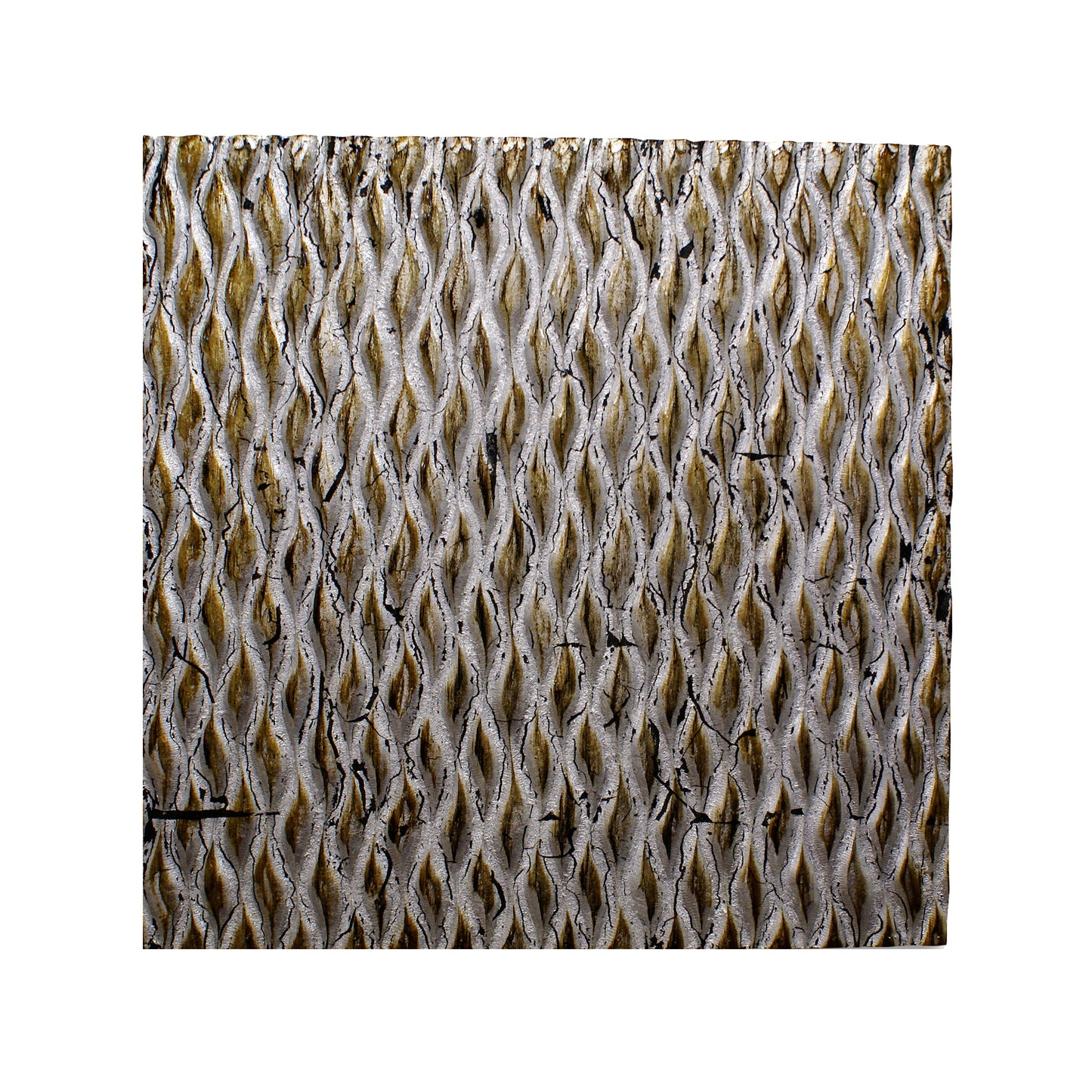 Modern Style Wooden Wall Decor with Patterned Carving, Small, Silver — Chic Home-Decor