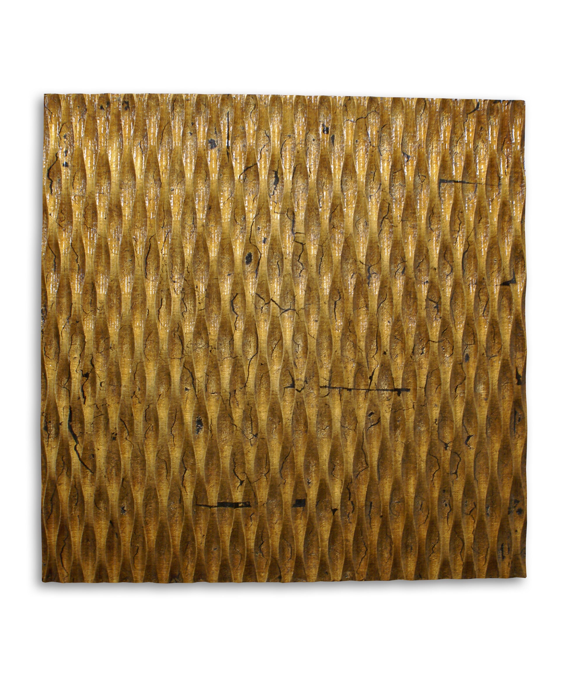Modern Style Wooden Wall Decor with Patterned Carving, Small, Gold — Chic Home-Decor