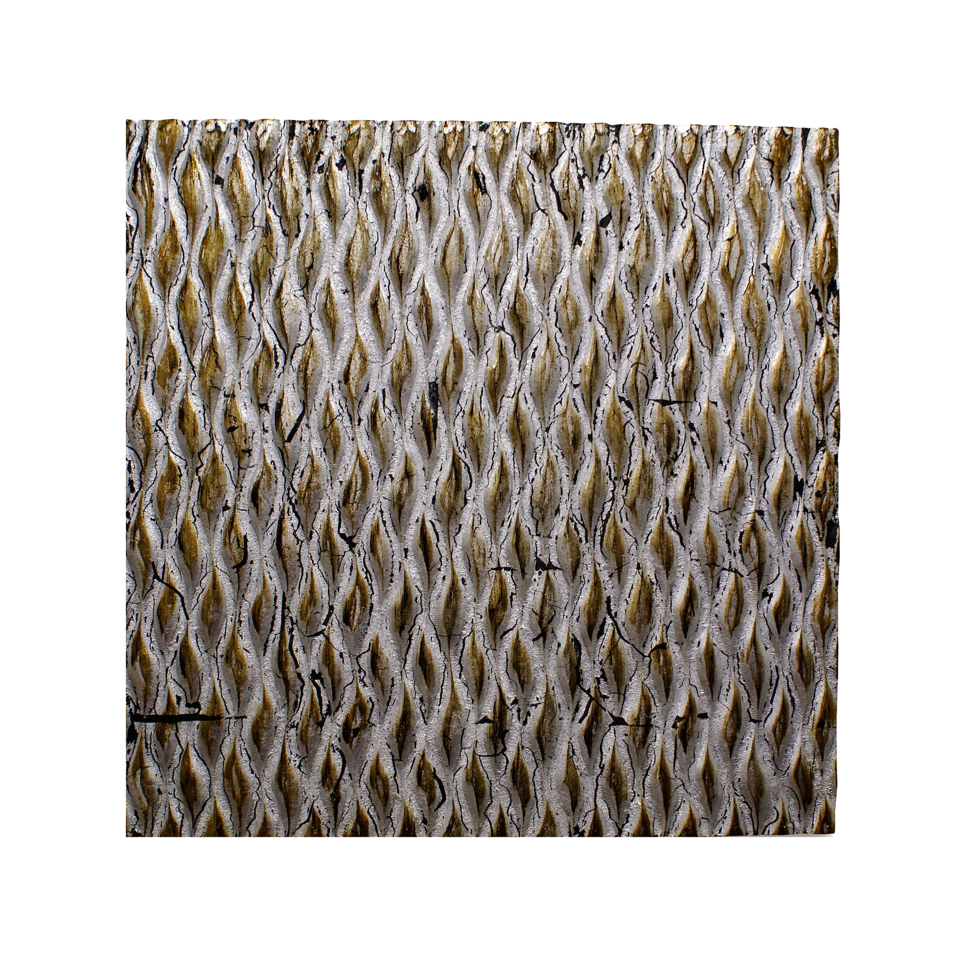 Modern Style Wooden Wall Decor with Patterned Carving, Large, Silver — Chic Home-Decor