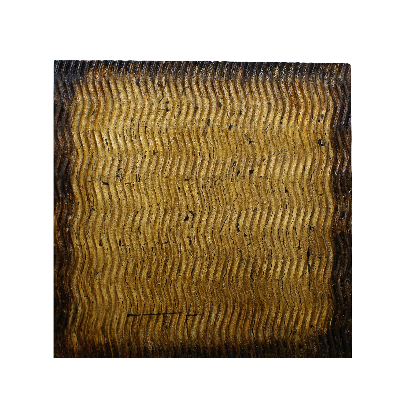 Modern Style Wood Wall Decor with Patterned Carving, Large, Gold & Brown — Chic Home-Decor