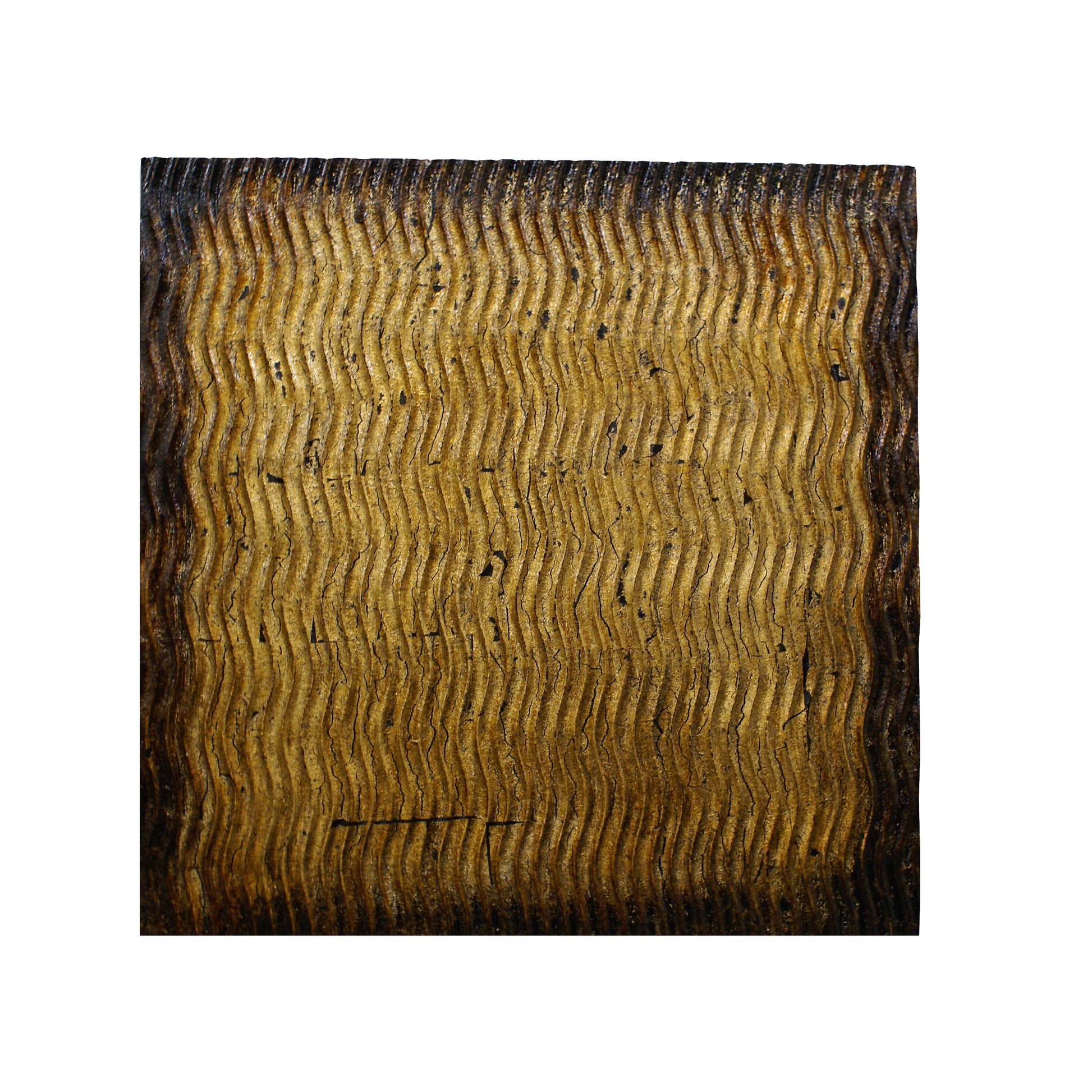 Modern Style Wood Wall Decor with Patterned Carving, Large, Gold & Brown — Chic Home-Decor