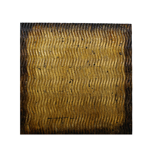 Modern Style Wood Wall Decor with Patterned Carving, Large, Gold & Brown — Chic Home-Decor