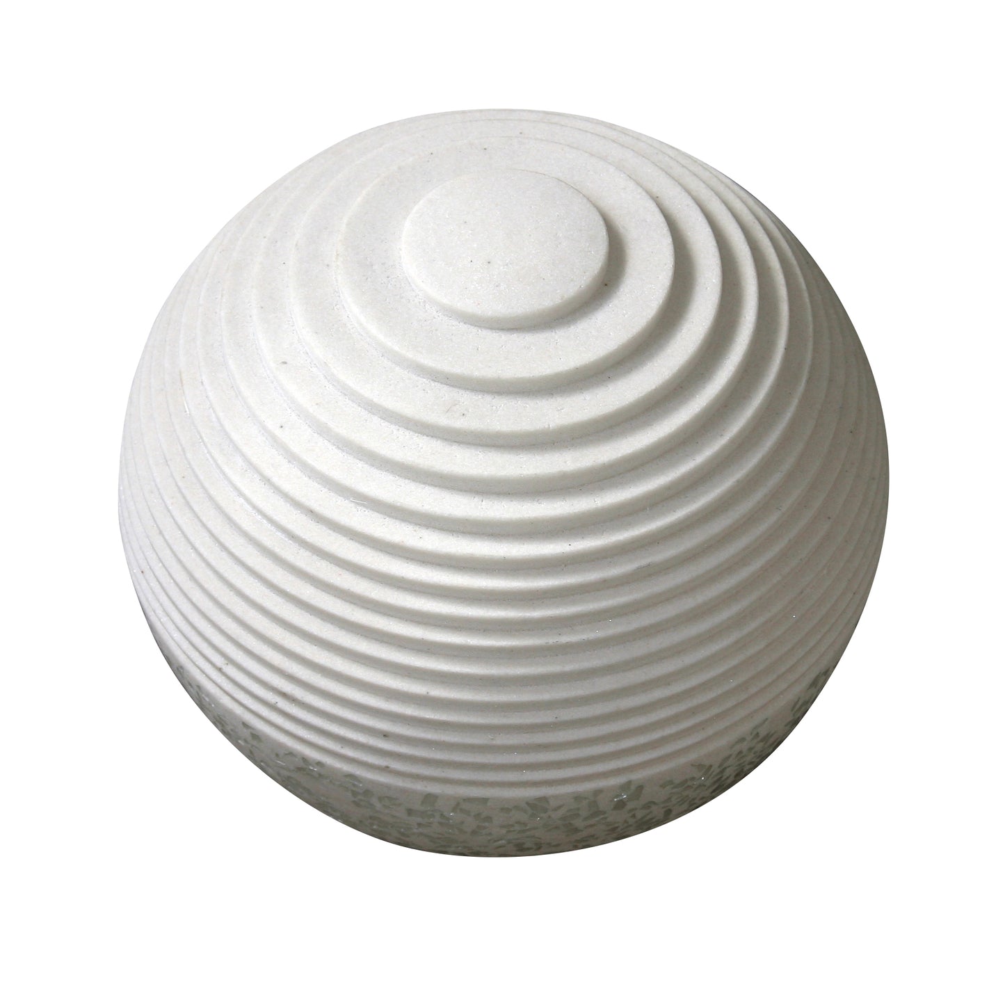 Contemporary Sandstone Polished Ball with Step Carved Lines, White — Chic Home-Decor