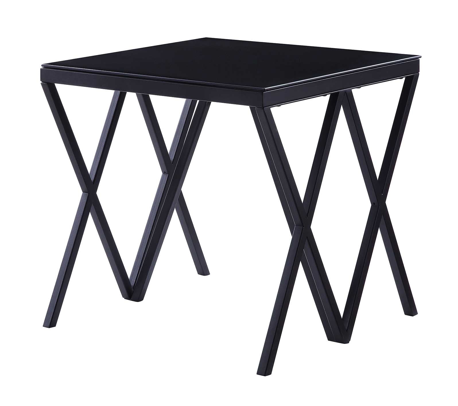 Contemporary Style Metal End Table with Geometric Base, Black — Chic Home-Decor