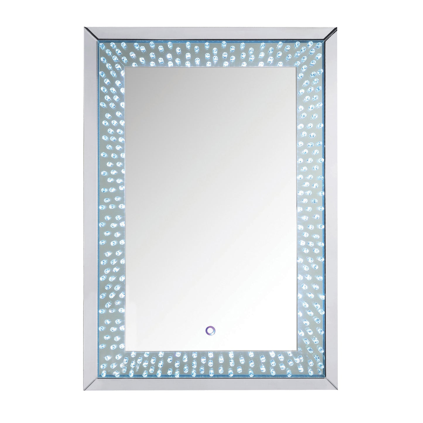 Rectangular Accent Wall Decor with LED Bulb and Beveled Edges, Silver — Chic Home-Decor