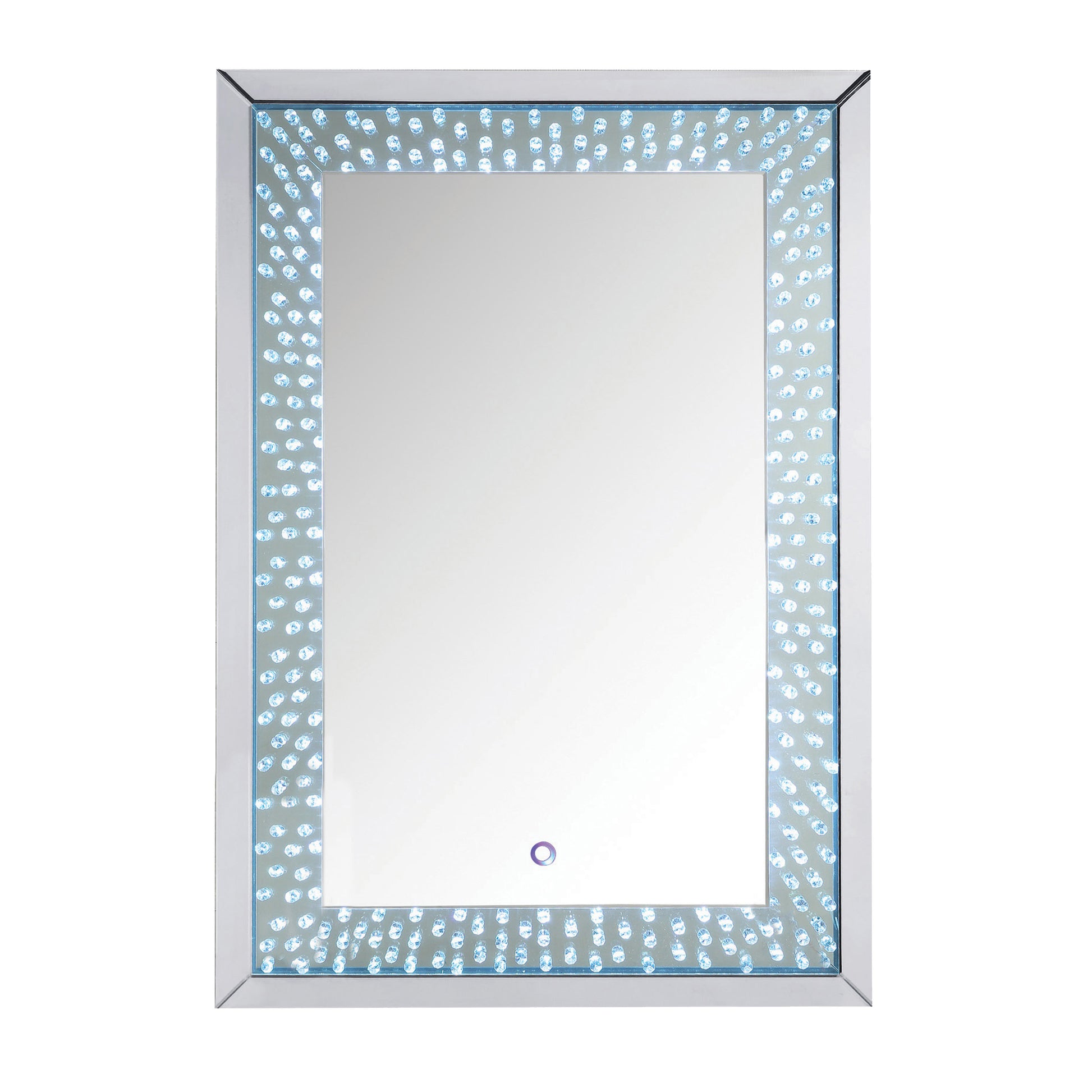Rectangular Accent Wall Decor with LED Bulb and Beveled Edges, Silver — Chic Home-Decor