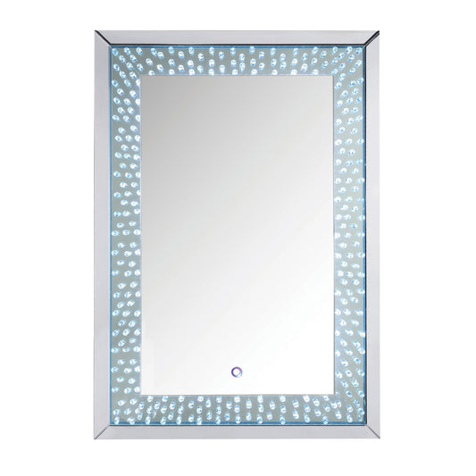Rectangular Accent Wall Decor with LED Bulb and Beveled Edges, Silver — Chic Home-Decor