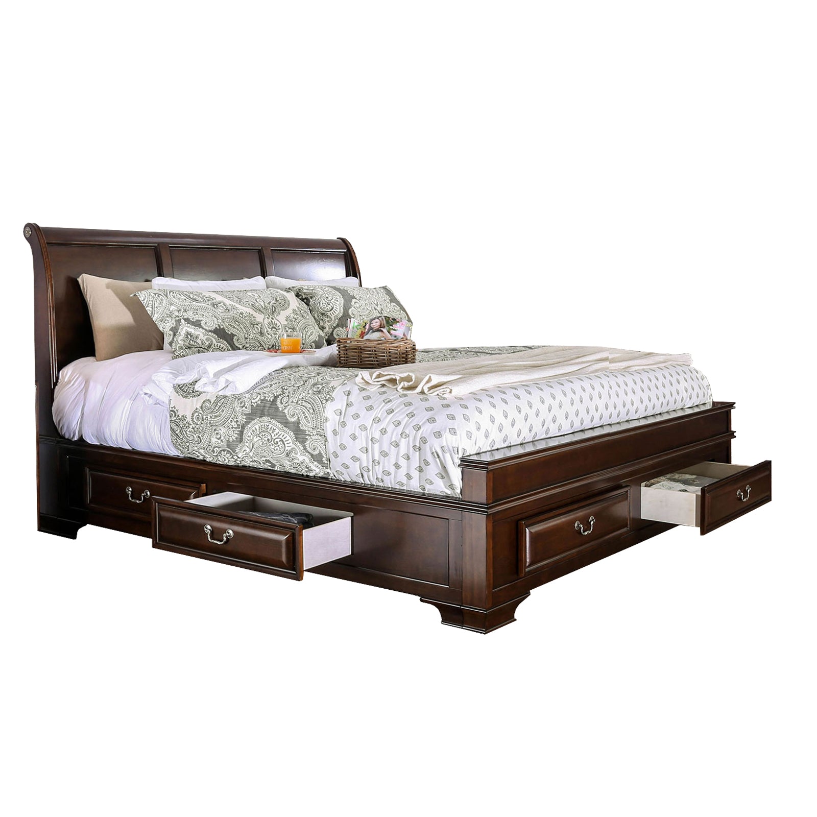 Wooden Queen Size Bed with Spacious Storage Drawers, Brown — Chic Home-Decor