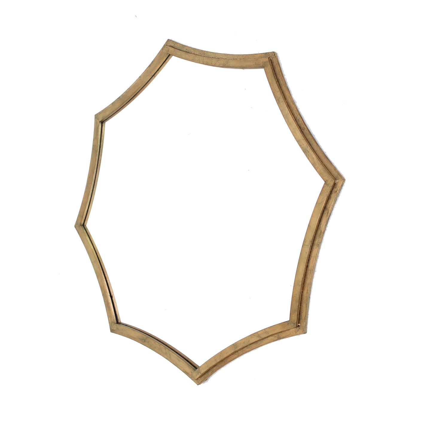 Wooden Wall Mirror with Curved Hexagram Shape Frame, Brown — Chic Home-Decor